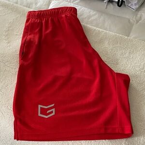 G Brand Men's Vibrant Red Athletic Shorts with Zipper Pockets